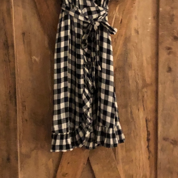 black & white checkered wrap dress -cotton (Small) - Picture 2 of 6